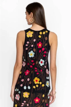 JOHNNY WAS JONI RAW EDGE V-NECK TANK -Western Cowboy Clothing Store j18223 4 blk 4