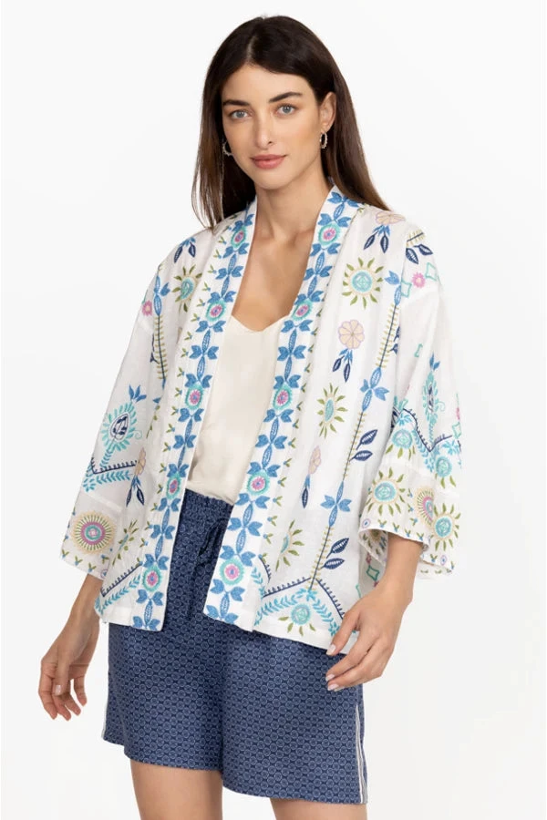 JOHNNY WAS ORIEL CROPPED LINEN KIMONO 1 JOHNNY WAS ORIEL CROPPED LINEN KIMONO