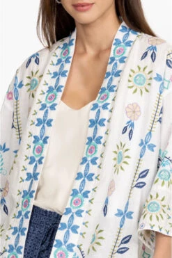 JOHNNY WAS ORIEL CROPPED LINEN KIMONO 9 JOHNNY WAS ORIEL CROPPED LINEN KIMONO -Western Cowboy Clothing Store j47923 2 white 5