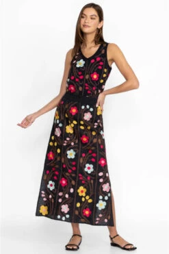 JOHNNY WAS JONI HIGH SLIT LINEN SKIRT -Western Cowboy Clothing Store j71723 4 blk 3