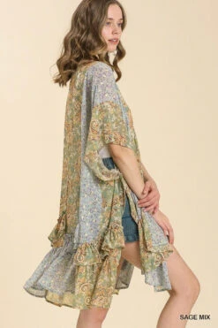 UMGEE RUFFLE SLEEVE KIMONO 8 UMGEE RUFFLE SLEEVE KIMONO -Western Cowboy Clothing Store k6486 sage mix 3