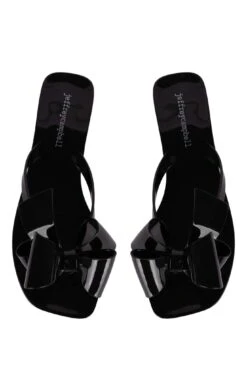 JEFFREY CAMPBELL SUGARY JELLY WITH BOW SANDAL- BLACK SHINY -Western Cowboy Clothing Store sugary flat sandal jeffrey campbell 435282 1365x 4a309dce f62c 40ff adad 5123367a5cdf