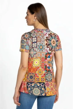 JOHNNY WAS KALIEDA FAVORITE SHORT SLEEVE CREW NECK SWING TEE -Western Cowboy Clothing Store t11223 1 mti 4