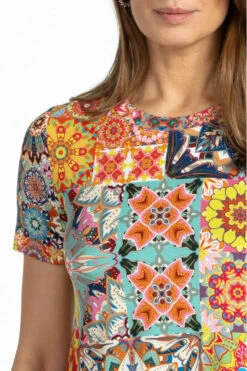 JOHNNY WAS KALIEDA FAVORITE SHORT SLEEVE CREW NECK SWING TEE -Western Cowboy Clothing Store t11223 1 mti 5