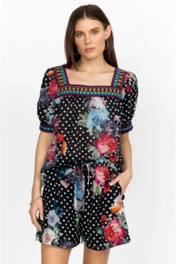 JOHNNY WAS POLKALONA SQUARE NECK BLOUSE
