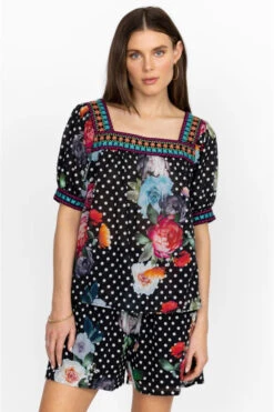 JOHNNY WAS POLKALONA SQUARE NECK BLOUSE -Western Cowboy Clothing Store w18523 3 mti 3