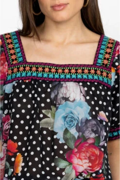 JOHNNY WAS POLKALONA SQUARE NECK BLOUSE -Western Cowboy Clothing Store w18523 3 mti 5