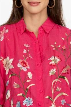 JOHNNY WAS GENIVEVE RELAXED DOLMAN BLOUSE -Western Cowboy Clothing Store w19923 2 rose red 5